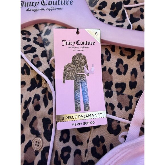 NWT Cheetah Juicy Couture Velour 3pc Pajama Set S - Picture 2 of 5